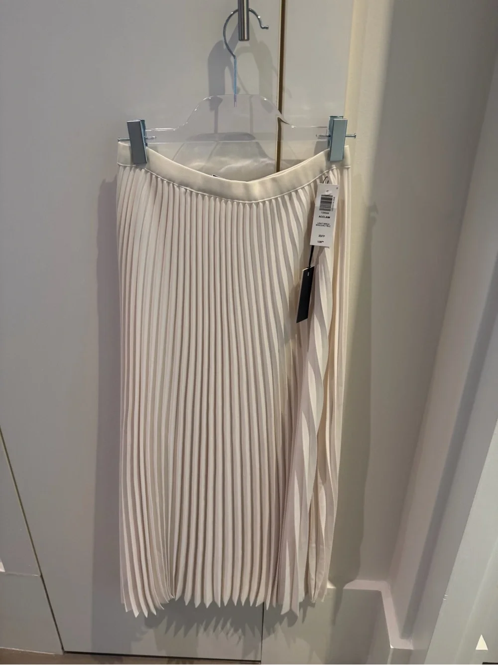Aritzia Pleated Midi Skirt in Light Cream